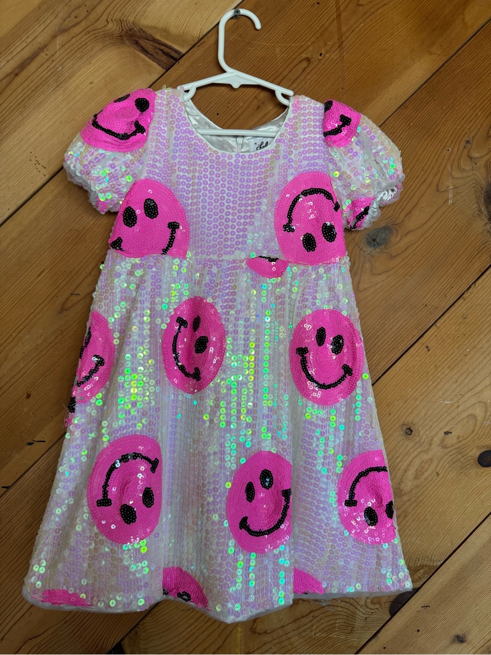 Sparkling Pink Sequin Smiley Dress for Girls - Kids Formal